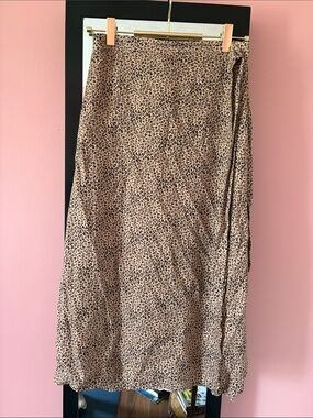 Animal Print Wrap Midi Skirt